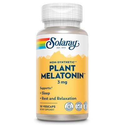 SOLARAY Plant Melatonin 3mg - Sleep Aid Supplement Made with Somato - Vegan, Non Synthetic, Nature-Derived Sleeping Pills Support - Gluten Free, Lab Verified - 30 Servings, 30 VegCaps