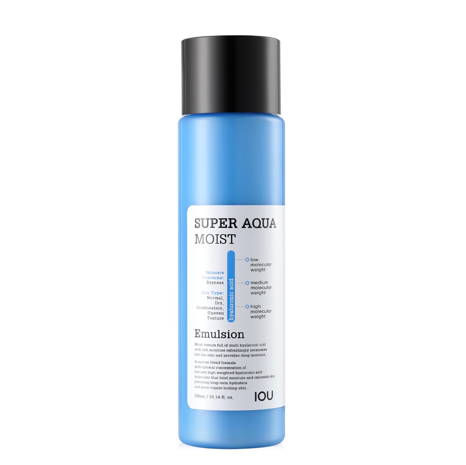 WELCOS IOU Super Aqua Moist Emulsion Intensive Moisturizing for Long-Lasting Hydration Soothing Nourishing with Hyaluronic Acid Hydrating Bomb Korean Skin Care 300ml 10.14 Fl. oz