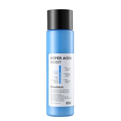 WELCOS IOU Super Aqua Moist Emulsion Intensive Moisturizing for Long-Lasting Hydration Soothing Nourishing with Hyaluronic Acid Hydrating Bomb Korean Skin Care 300ml 10.14 Fl. oz