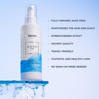 Zaroza Aloe Vera Gel for Hair Scalp - Hydrating Strengthening Natural Gel with Vitamin E, Beta Glucan Hyaluronic Acid - Soothes Itchy Scalp Sunburn - Vegan, Travel Size - 5.67 fl oz