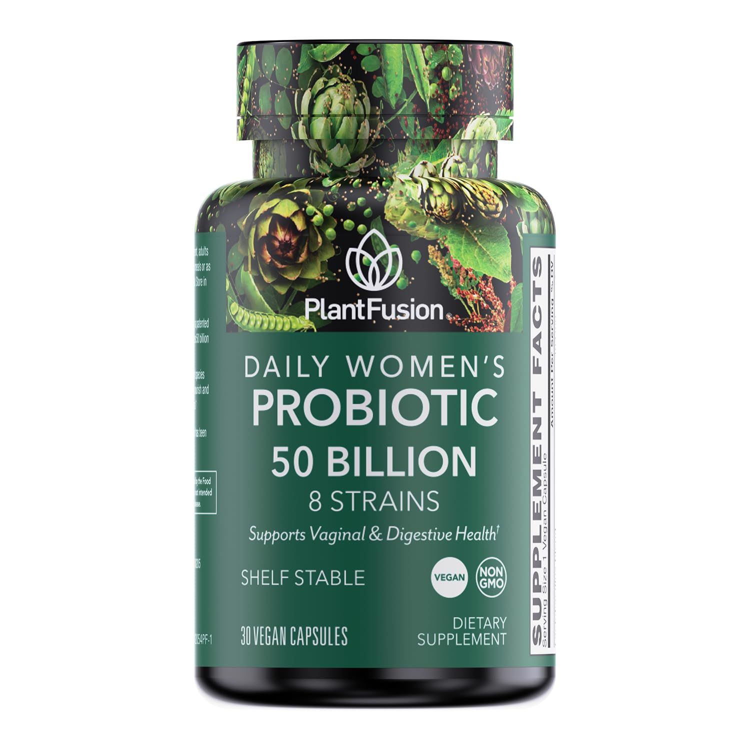 PlantFusion Vegan Probiotics for Women with Prebiotics - 50 Billion CFU, 8 Strains for Immune, Vaginal Digestive Health Support - Shelf Stable, Non-GMO, Gluten Free - 30 Capsules (1 Month Supply)
