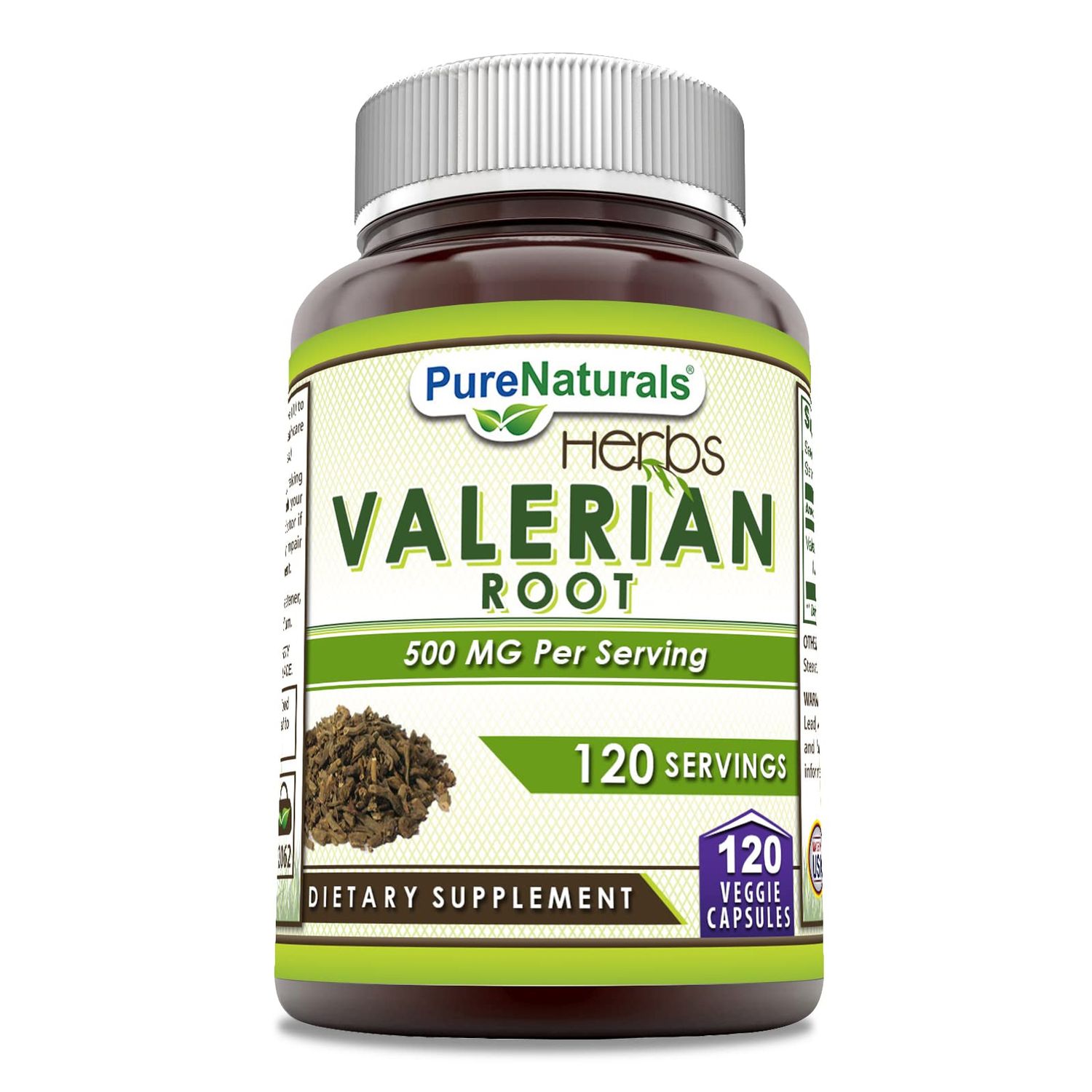 Pure Naturals Valerian Root Supplement 500 Mg Veggie Capsules Non-GMO Gluten Free Made in USA (120 Count)