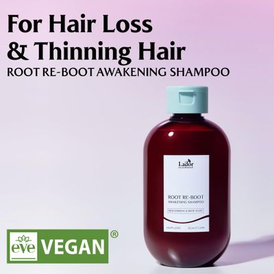 LA'DOR Root Re-boot Refreshing Hair Loss Relief Shampoo Awakening wBiotin Red Ginseng Beer Yeast - Shine, Deep Cleansing for Normal Hair, Korean Haircare 10oz