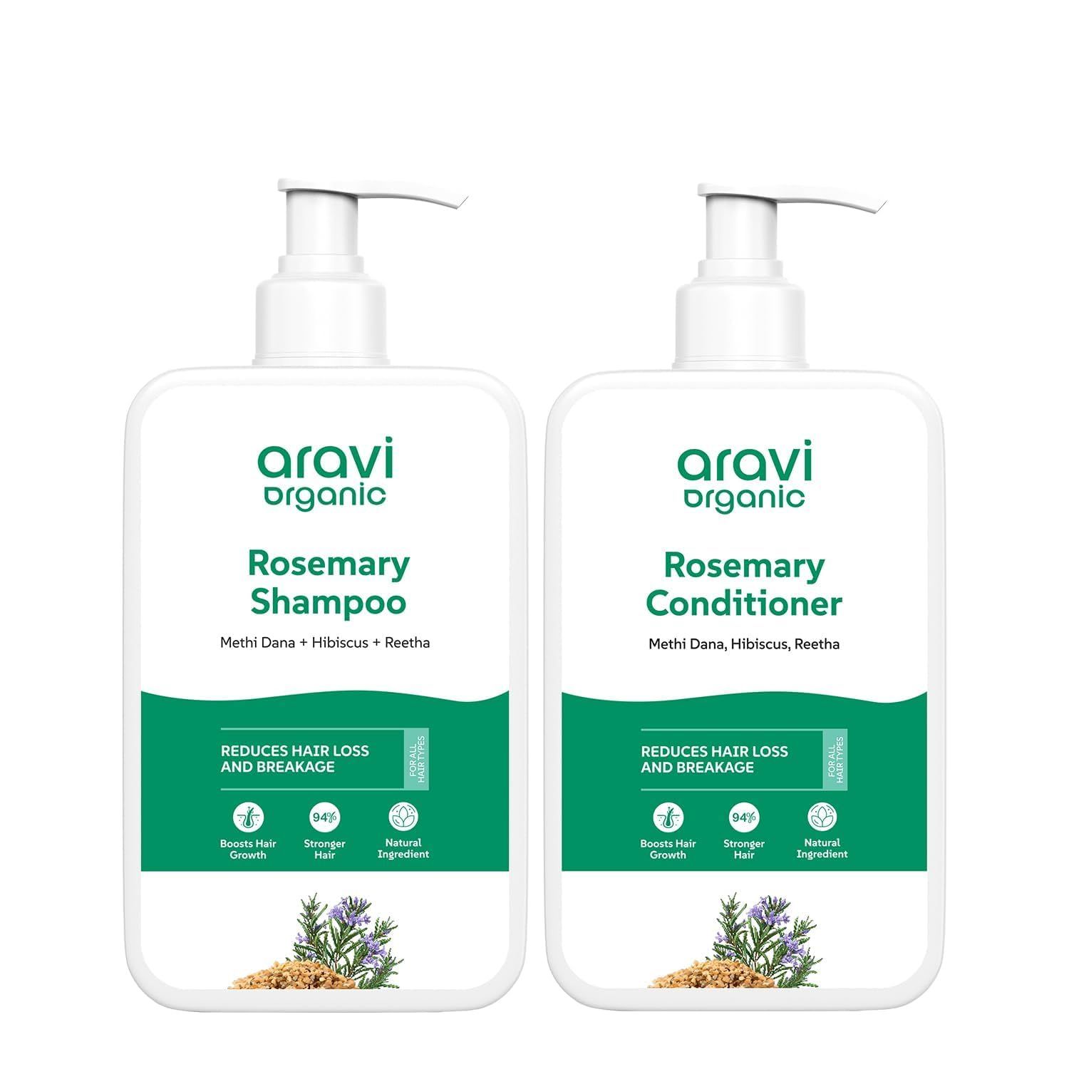 Aravi Organic 100 Pure Rosemary Shampoo Rosemary Conditioner For Healthy Hair Growth - Pack Of 2