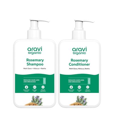 Aravi Organic 100 Pure Rosemary Shampoo Rosemary Conditioner For Healthy Hair Growth - Pack Of 2