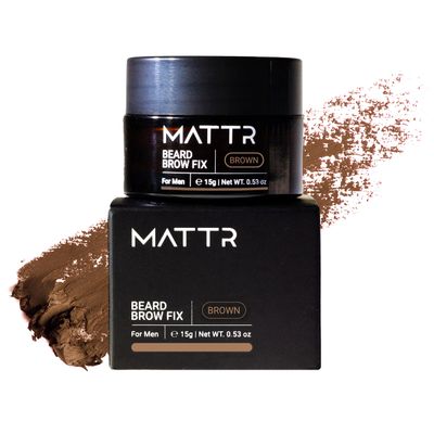 MATTR Beard Filler - Luxury - Grey Hair Coverage, Hair Filler and Growth Promoting for Patchy Beards, For Beards Brows - Vegan Makeup - Perfect for Gym Bag or Travel - 15g (Brown)