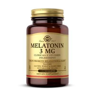 Solgar Melatonin 3 mg - 120 Nuggets - Helps Promote Relaxation Rest - Non-GMO, Vegan, Gluten Free, Dairy Free, Kosher - 120 Servings