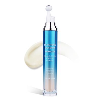 VRAIKO Eye Serum for Dark Circles and Puffiness, 5 Caffeine 8 Retinol Under Eye Cream with Build-In 3D Roller Applicator, Hyaluronic Acid Peptide for Hydration Fine lines Wrinkles, 0.5 fl oz