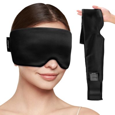 JOJOLY Cold Eye Mask for Puffy Eyes: Ice Eye Mask for Migraine Headache Puffiness - Soft Flexible Gel Ice Pack - Reusable Comfort Cooling Masks for Cold Relief(Black)