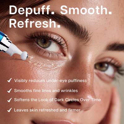 VRAIKO Eye Serum for Dark Circles and Puffiness, 5 Caffeine 8 Retinol Under Eye Cream with Build-In 3D Roller Applicator, Hyaluronic Acid Peptide for Hydration Fine lines Wrinkles, 0.5 fl oz