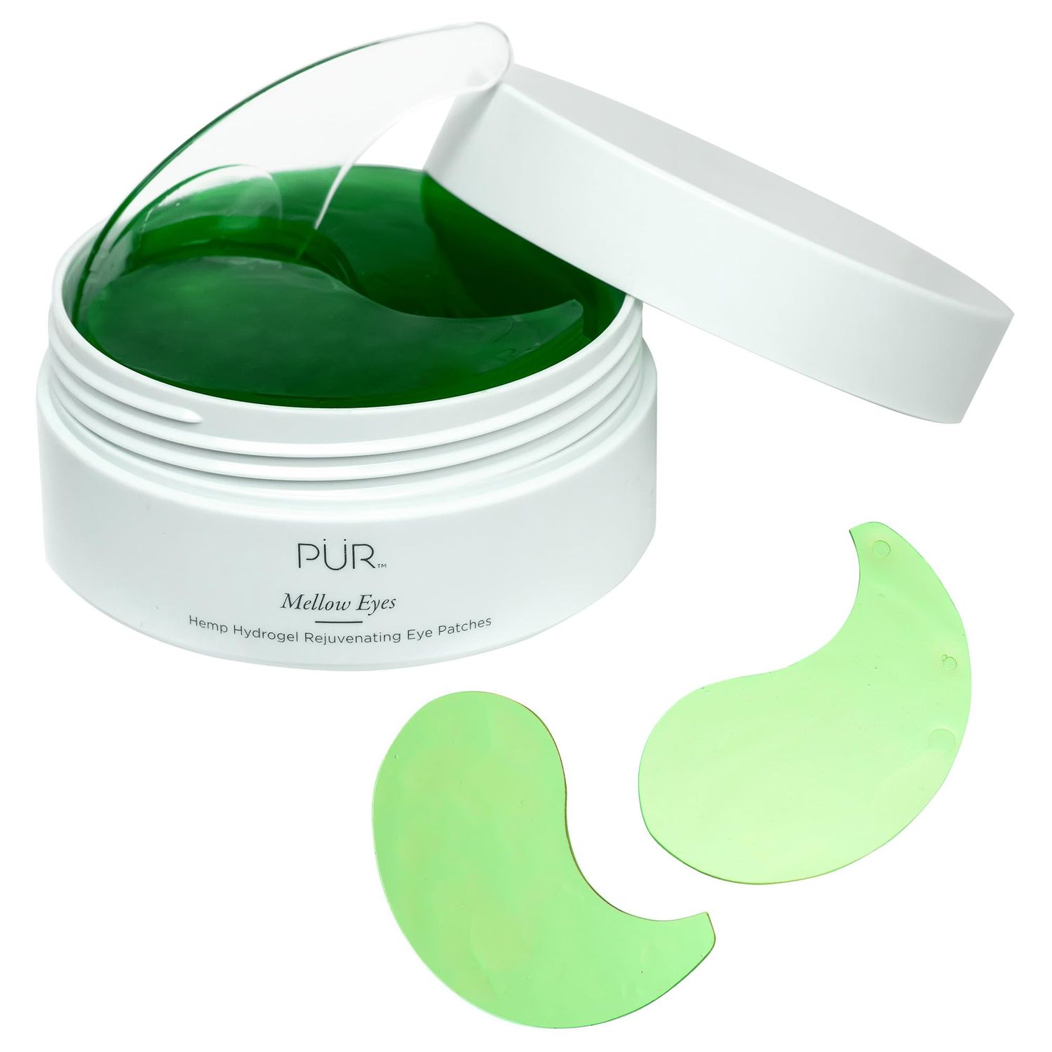 Hydrogel Rejuvenating Under Eye Patches, Mellow Eyes by PUR Beauty - Hydrates, Plumps Brightens Under Eye - Hemp Seed Oil, Green Tea Extract, Kiwi Fruit Extract - Cruelty Gluten Free - 30 Pairs