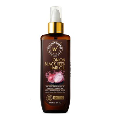 WOW Skin Science Onion Black Seed Hair Oil - Nourishing Treatment for Dry, Damaged Hair Growth with Almond, Castor, Olive, Coconut Jojoba Oils