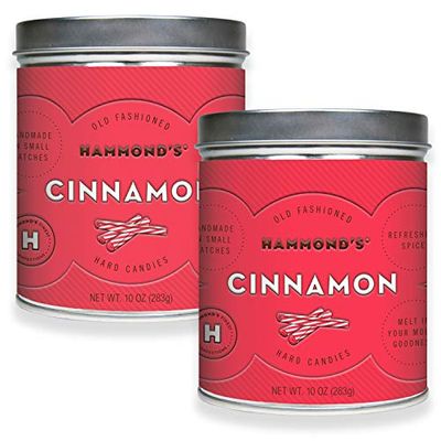 Hammonds Candies - Old Fashioned Cinnamon Pantry Candies - 2-10 Ounce Tins, Sugar Dusted Cinnamon Drops, Handmade in Small Batches, Using the Finest Ingredients, Handcrafted in the USA
