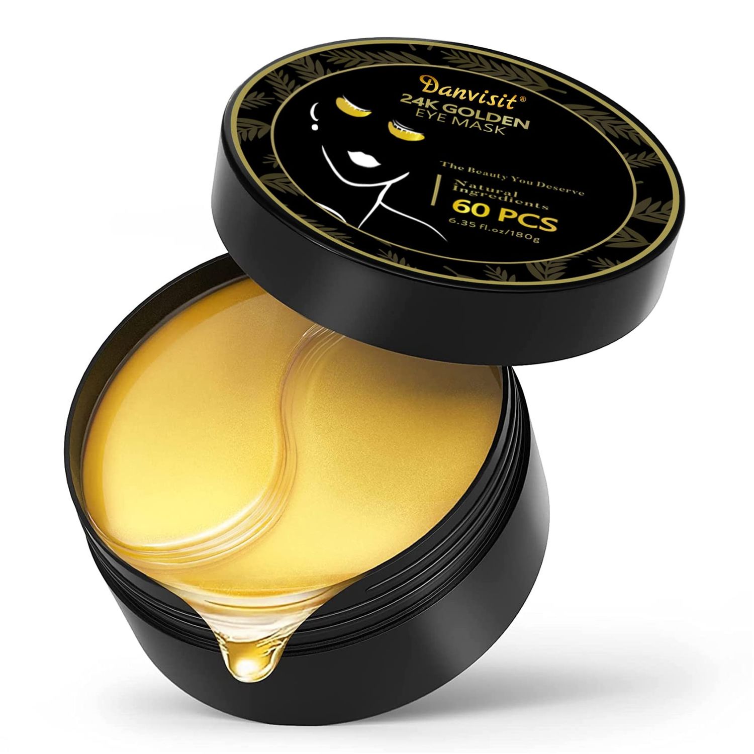 Danvisit 60 Pcs Under Eye Patches: 24K Gold Eye Masks for Dark Circles and Puffiness Anti-Aging Rejuvenating Hydrogel Eye Patch