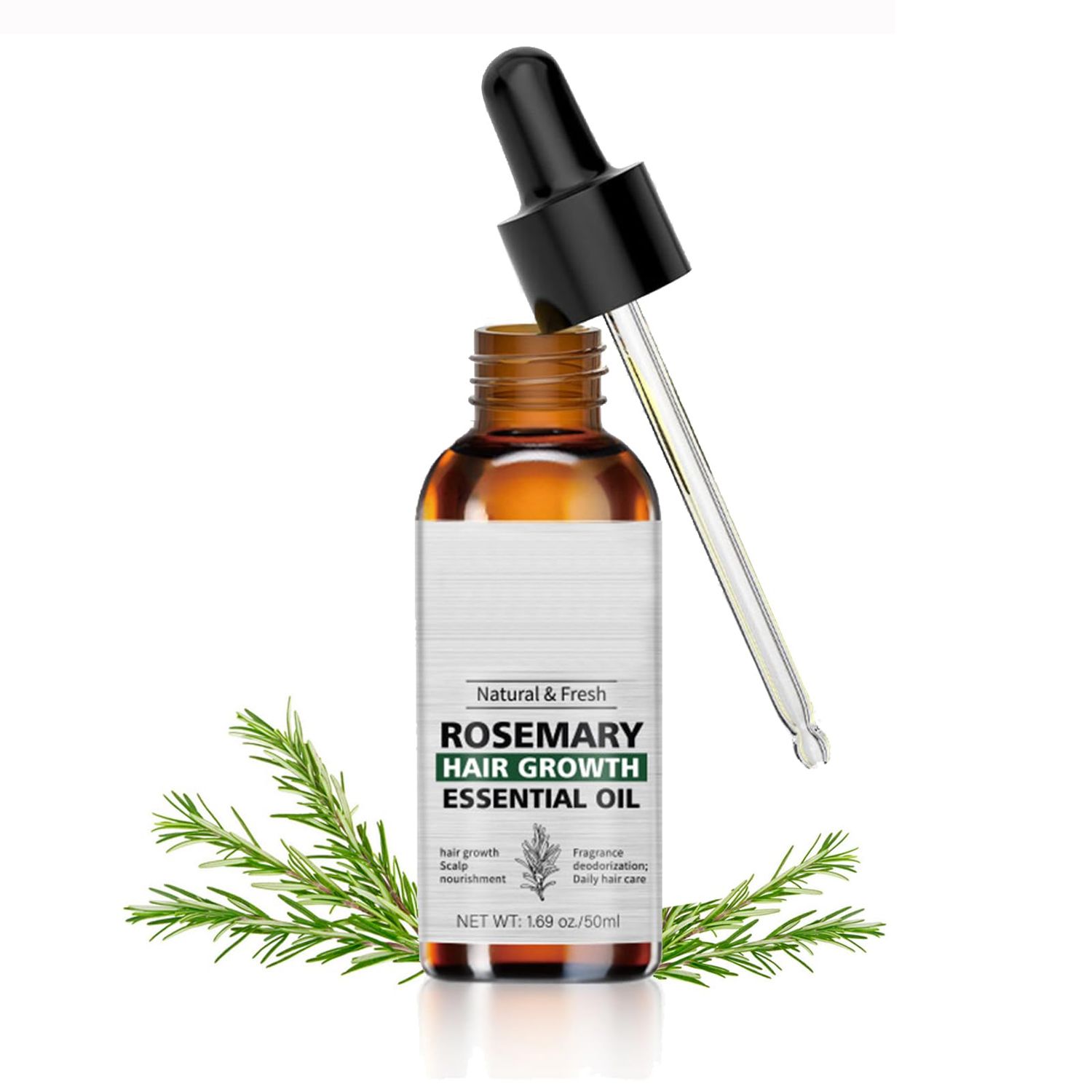 Hotiary Rosemary Hair Regrowth Essential Oil, Organic, Strengthen Hair Roots, Hair Loss Serum, 1.69 Fl Oz, Unisex Adult