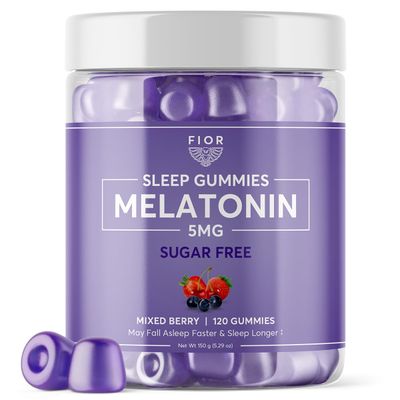 FIOR Sugar Free 120-Count Sleep Aid Calm Gummies, Melatonin Gummies Sleep Aids for Adults Kids. Gummy Vitamins for Sleep. Adults Kids Melatonin L-Theanine Gummies Natural Herbal Sleep Aid.
