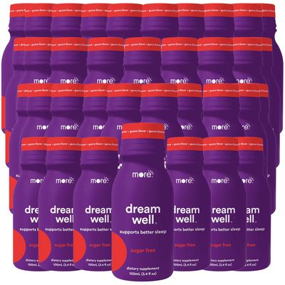 More Labs Dream Well Holistic Sleep Shot Drink 36 Pack Non-Habit Forming Lemon Balm, Melatonin and Glycine Sleep Support Solution