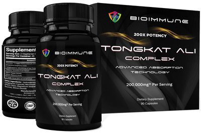 BioImmune Longjack Tongkat Ali Extract Capsules 200x Strength Equal to 200,000 mg Muscle Mass Strength, Drive, Performance