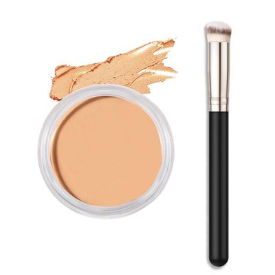 Kaely Cream Pot Concealer Full Coverage Makeup Set, Under Eye Brightener Color Correcting Concealer for Dark Circles, Waterproof Foundation Palette with Brush, Eye Ring Corrector de ojeras, 03
