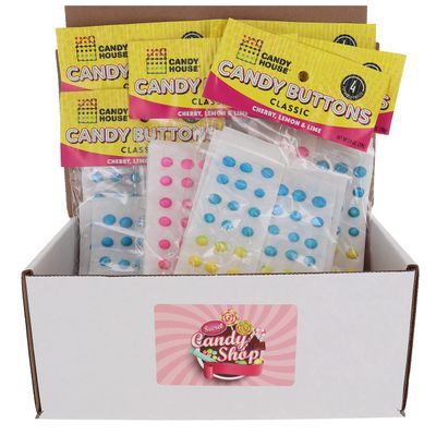 SECRET CANDY SHOP Candy House Candy Buttons 6 Pack (24 Strips) (Individually Wrapped)
