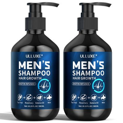 Men&#39;s Hair Growth Shampoo Conditioner 2-in-1, Biotin Thickening Shampoo for Hair Loss and Thinning Hair, Cleanse Hydrate with Rosemary Tea Tree Oil Mint, Sulfate Free, 10.15 Fl Oz (2 Pack)
