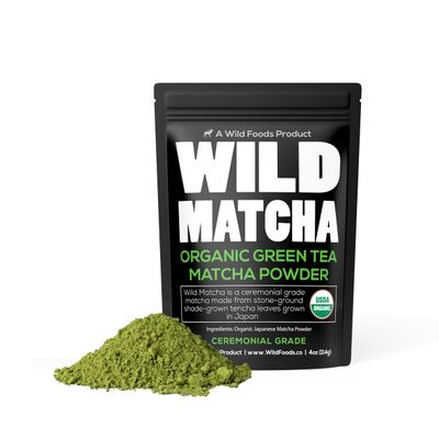 Wild Foods Organic Matcha Green Tea Powder, Ceremonial Grade, Authentic Japanese Matcha Grown In Japan, JAS Certified Organic (4 oz)