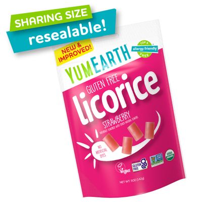 YumEarth Organic Gluten Free Strawberry Licorice Snack Packs - Allergy Friendly, Gluten Free, Non-GMO, Vegan, No Artificial Flavors or Dyes - 5 Ounce (Pack of 6)