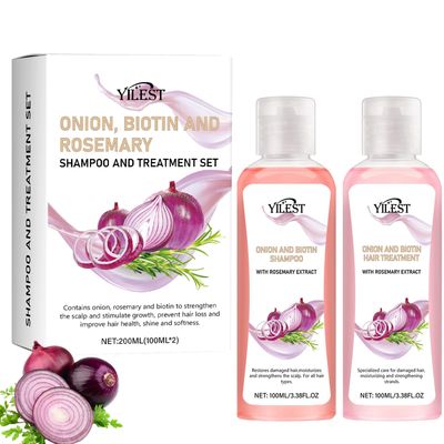 Onion Biotin and Rosemary Shampoo, Onion Rosemary Shampoo Set for Soft Hair Shine for Hair Growth (100ml Pink)