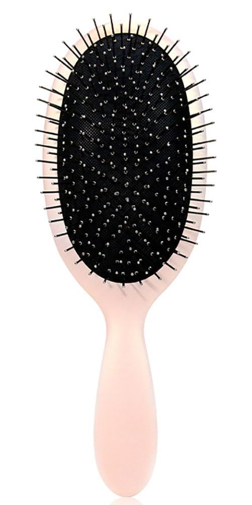 Morsafe Paddle Detangling Hair Brush with Metal Bristle, Anti-frizz Styling Hairbrush for Curly Fine Wavy Natural Hair, Scalp Massage Brush, Wet or Dry Use