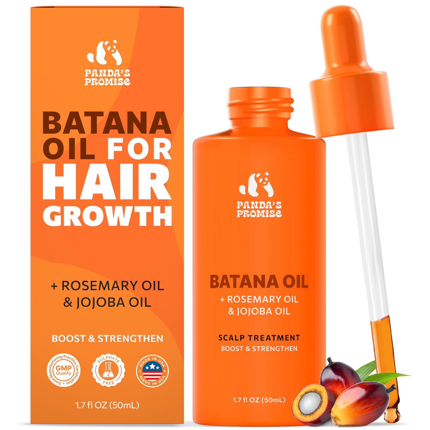 Batana Oil for Hair Growth with Rosemary, Jojoba Castor Oil - Dr. Sebi-Inspired Scalp Treatment - Vegan Cold Pressed Batana Oil from Honduras - Hair Treatment Oils for Curly, Dry Locks (1.7 fl oz)