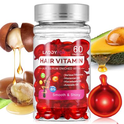 DEERELF 60 Pcs Hair Vitamin Oil Capsule, Hair Treatment Serum Enriched with Moroccan Oil,Avocado Oil, Macadamia Oil,Vitamins A C E Pro B5, No Rinse and SafeSuitable for All Hair Types