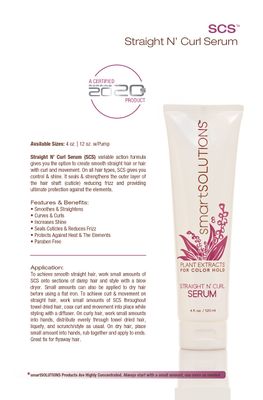 smartSOLUTIONS Straight N' Curl Serum 12 oz, Smooths Straightens Curves Curls Paraben-Free Plant-based