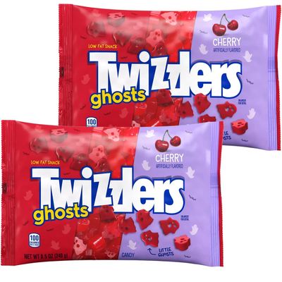 Ghosts Cherry Candy - 8.5oz Bag. 2 Packs of Licorice Candy, Spooky TwizzlerGhosts in a Variety of Fun Shapes,