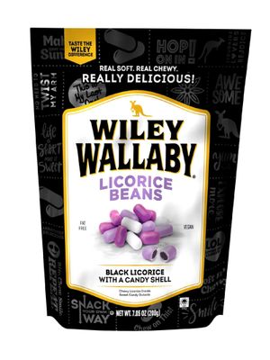 Wiley Wallaby 7.05 Ounce Classic Black Gourmet Australian Style Soft Chewy Licorice Candy Bean, 1 Pack