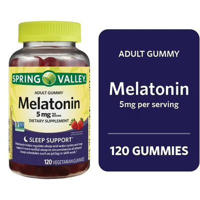 Spring Valley Melatonin Adult Gummy, 5 mg, Strawberry Flavor, 120 Count