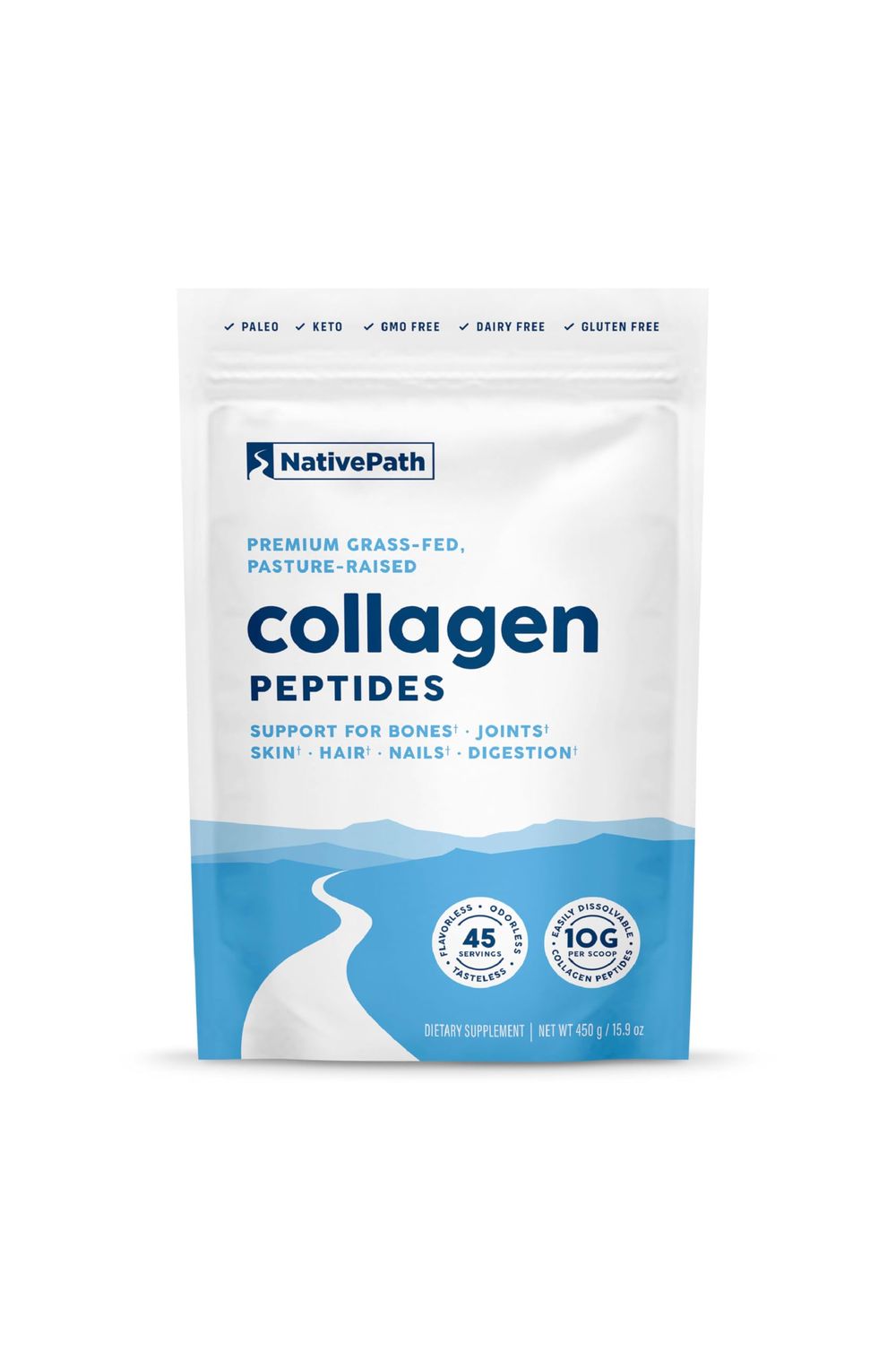 NativePath Collagen Peptides Protein - Hydrolyzed Type 1 3 Collagen Powder for Skin, Hair, Nails - 15.9 oz (45 Servings)