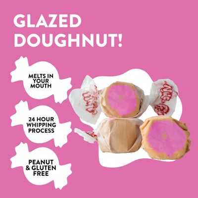 Taffy Town Salt Water Gourmet Glazed Doughnut Taffy - 2.5lbs - Individually Wrapped, Old Fashioned, Soft, Chewy Creamy Gourmet Candy Bulk for Party Favors Goodie Bags - Gluten-free Peanut-free