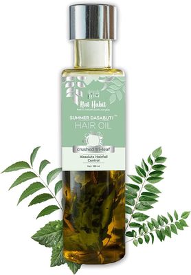 SPEC NAT Habit TriLeaf Hair Fall Control Summer Dasabuti Hair Oil Hair Scalp Massage, Hair Growth, Dry Frizzy Hair Ayurvedic, Herbal, Fresh Made Castor, Coconut, Amla (100ml)