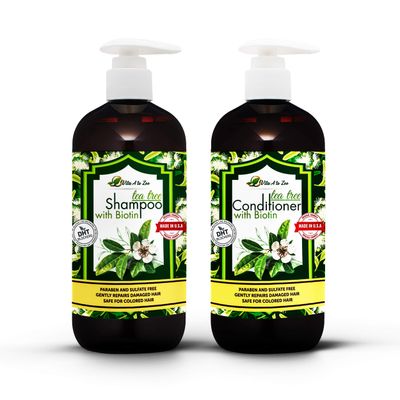 Tea Tree Oil Biotin Shampoo Conditioner Set for Men Women Professional Strength Formula Refreshes Stimulates Hair Scalp Moisturizing, Conditioning Anti Hair Loss with DHT Blockers