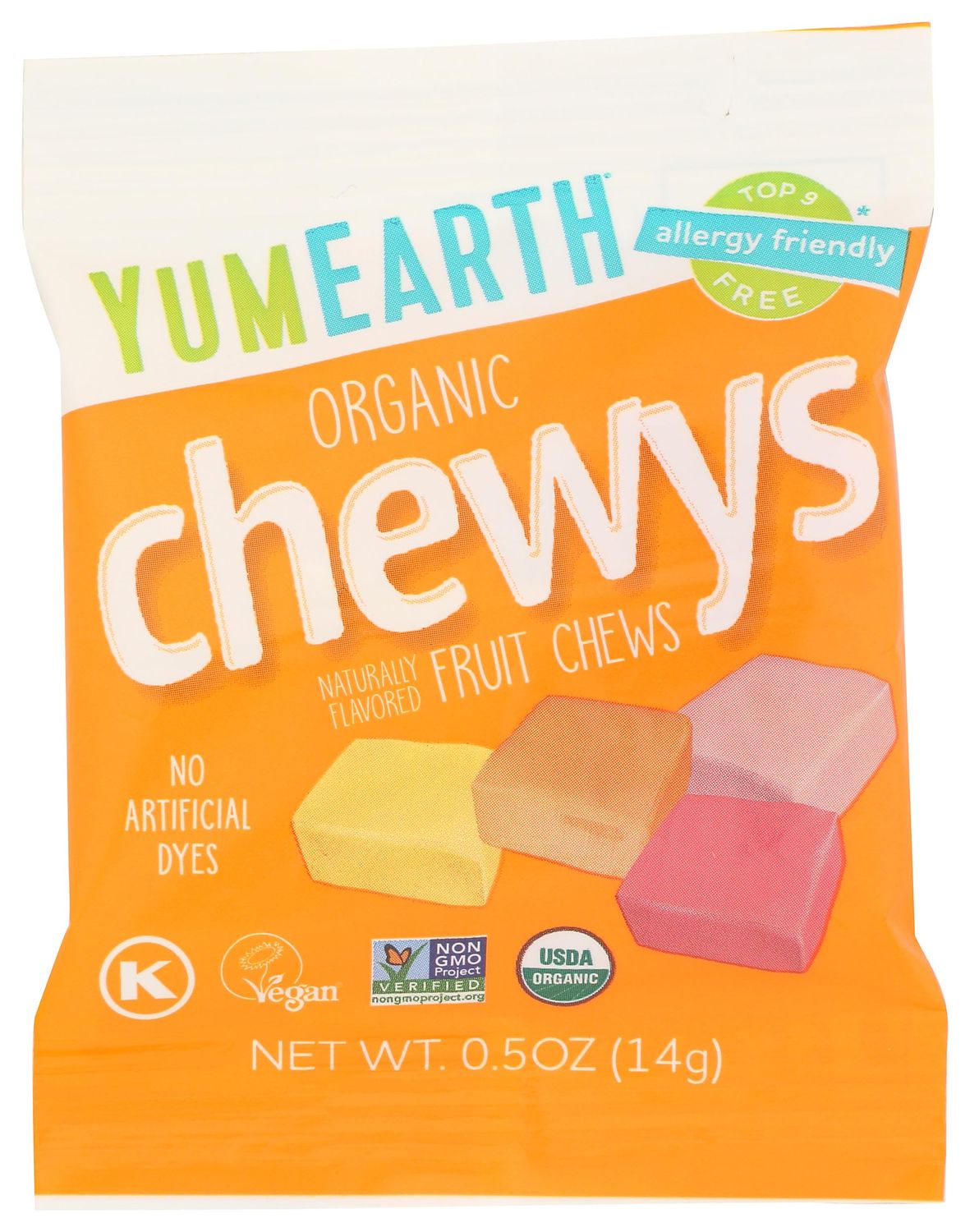 YumEarth Organic Chewys, Fruit Chews, Vegan Friendly, Kosher, USDA Certified Organic, Non-GMO, 15 Count, 7.5 Ounce (Pack of 6)