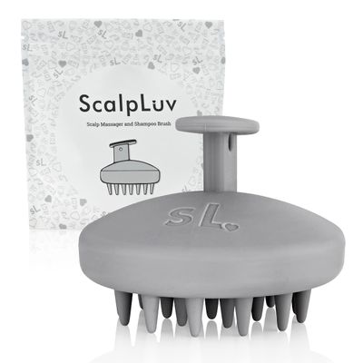 scalpluv Scalp Massager Hair Brush, 3 in 1 Hair Massager, Exfoliator, Promotes Hair Growth, Dandruff Treatment, Waterproof Shower Scalp Scrubber with Soft Bristles, Shampoo Scrubber (Gray)