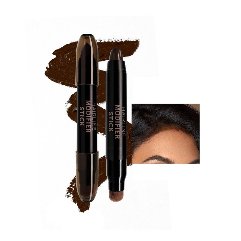 MIESCHER Hairline Pen, One Stroke to Cover Gray Hair Fill-in-the-White Pen, Hair Color Pen Quick Cover White Hair Stick, Long-lasting Waterproof Large Capacity Hairline Stick, 02BLACK-BROWN