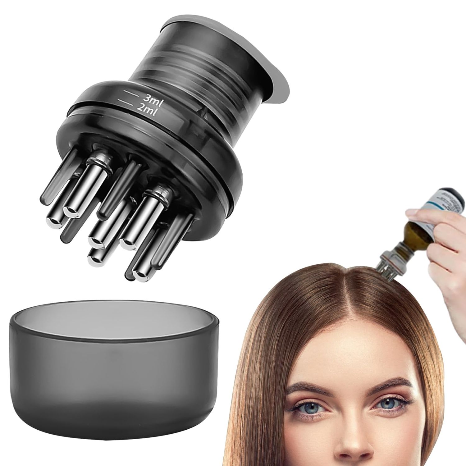 Valuatic Black Scalp Root Massager Hair Oiling Applicator for Growth - Dual Function Comb