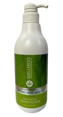 Wellness Premium Organic Hemp Conditioner Intensive Moisture for Weak, Color-Treated Hair Hemp Seed Oil Nutrient-Rich, Paraben-Free All Hair Types, (33.8 Ounce 1 Liter)
