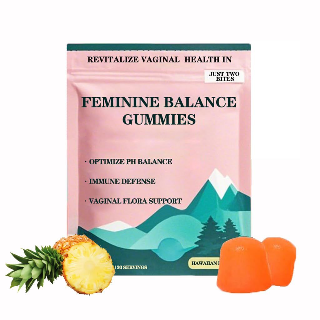 Risonsiu Feminine Balance Gummies,Womens Health Gummies,Pineapple Gummies for Women Immune Support PH Vaginal Flora Balance - 60 Gummies