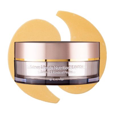 eyeNlip Salmon Peptide Nutrition Eye Patches - Hydrating Anti-Aging Under Eye Patches with Collagen Peptides for Puffy Eyes, Fine Lines, and Dark Circles - Korean Skincare, 60 Patches