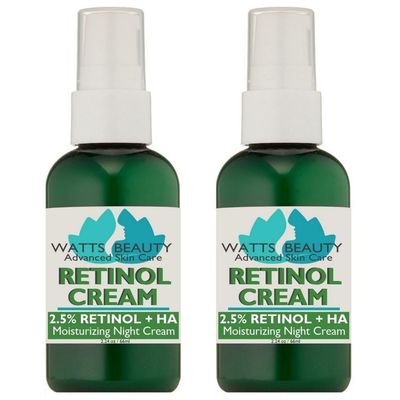 Watts Beauty 2.5 Retinol Cream for Face and Body - Lightweight, pore-friendly cream containing anti-aging retinol, hyaluronic acid, vitamin E, vitamin B5, and jojoba oil for all skin types - 4.48 oz.