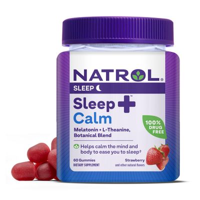 Natrol Sleep Calm Melatonin Gummies for Adults, Sleep Gummies, Strawberry Flavor, 60 Gummies, 30 Day Supply