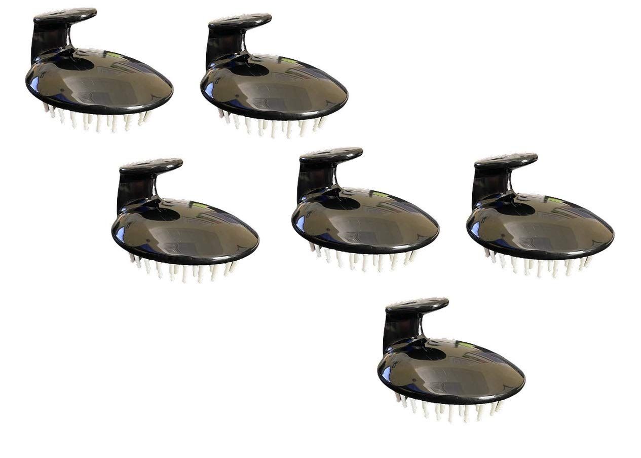 G.B.S Hair Scalp Massager Shampoo Brush with Soft and Flexible Silicone Bristles, Promotes Hair Growth, Improves Circulation, Pack of 6, Black
