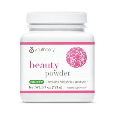 Youtheory Beauty Powder - Skin Supplement with Collagen Peptides Hyaluronic Acid - Aids Fine Lines Wrinkles - Dairy, Soy Gluten Free - Watermelon, 6.7 oz